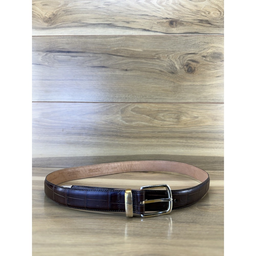Martin Dingman Alligator Grain Italian Calfskin Mens Belt 36/90 Brown Business